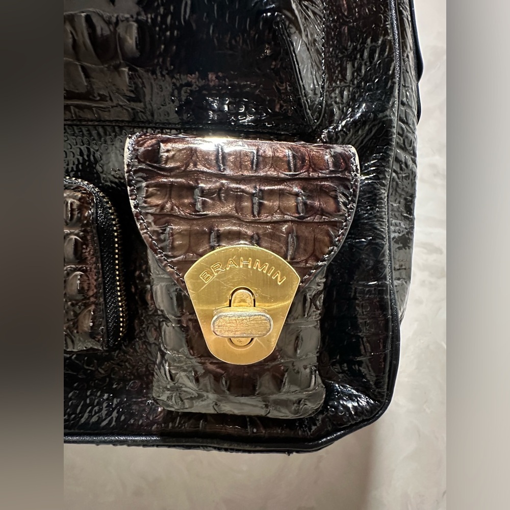 Brahmin Black and Brown Croc-Embossed Crossbody Bag - Picture 4 of 13